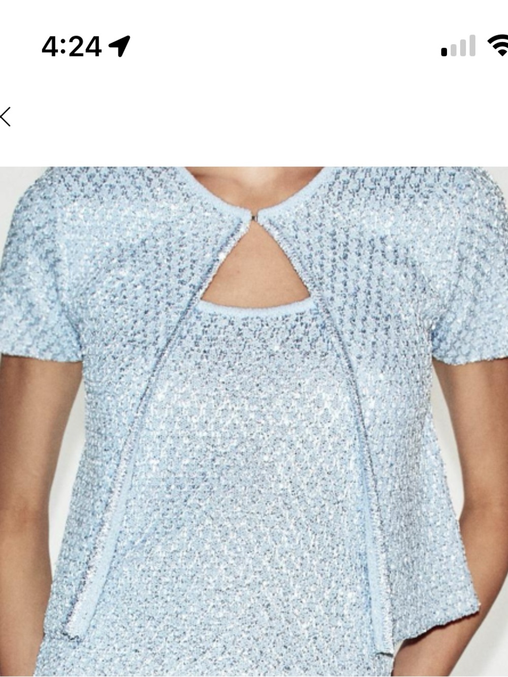 Zara Light Blue Sequin set top and cardigan